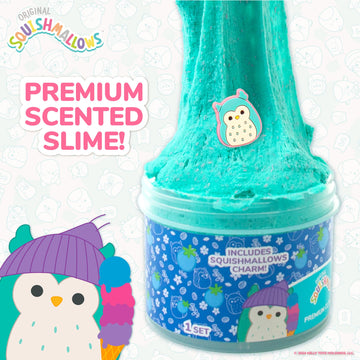 Squishmallows Winston The Owl Scented Slime, Blue Raspberry, 8 oz, Fun Add-Ins, Perfect Gift for Kids, Soft & Squishy Toy