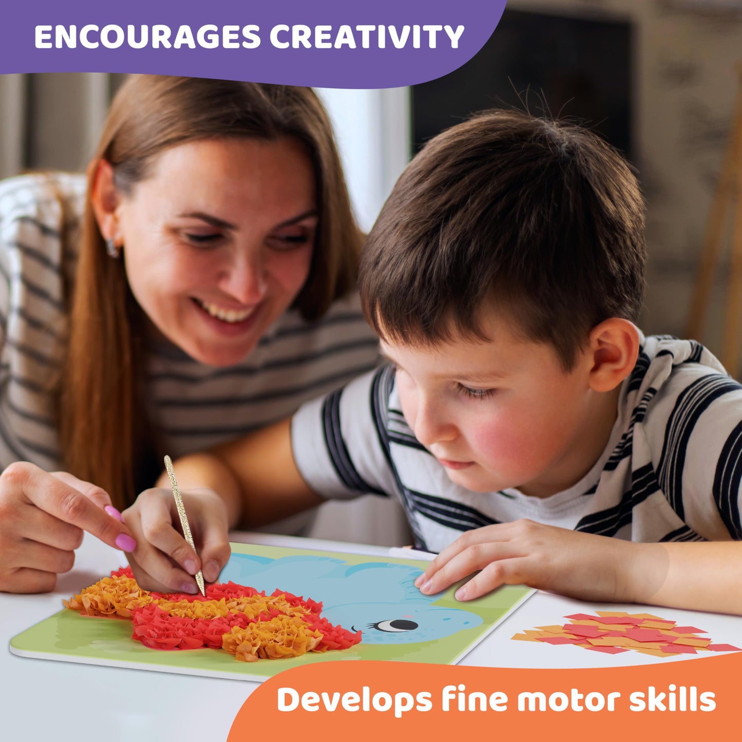 jackinthebox Poke Poke Art - Dinosaurs Theme, Mess-Free Fabric Art and Craft, Flower Pressing Kits, Gift for Kids, Toys for Girl