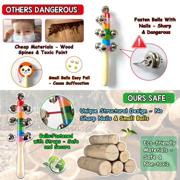 Looikoos Toddler Musical Instruments,Wooden Percussion Instruments Toy For Kids Baby Preschool Educational Musical Toys Set For Boys And Girls With Storage Bag