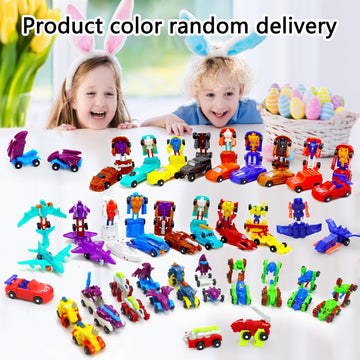 SCKTYZS Mini Transform Robot Car for Toddler, Converting Action Figures Include Pink Sports Car Red Police Car Blue Plane, Girl