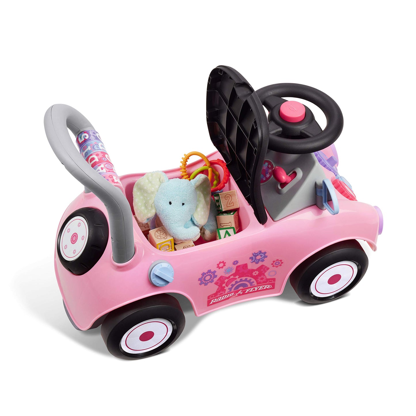 Radio Flyer Pink Creativity Car - Sit to Stand Toddler Ride On Toy for Ages 1-3, Large Kids Ride On Vehicle