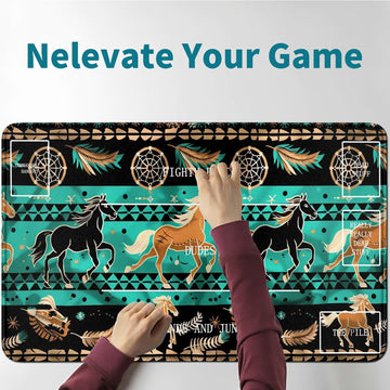 Rwutytiul Blue Horse Card Playmat 24 X 14 Inch With Tube Bag, Card Gameplay Desk Mat With Zones Commander Deck Board Mtg Rpg Ccg