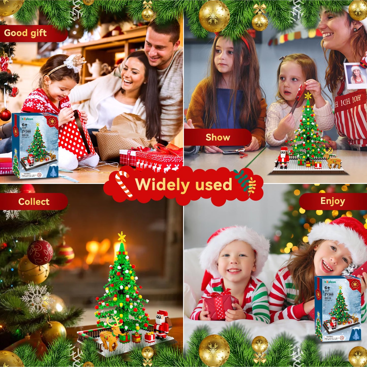 Eelexa Christmas Tree Building Block: Festive Figures Building Set with Santa Claus 586 PCS for 6+ Ages Kids Boys Girls mature-themed