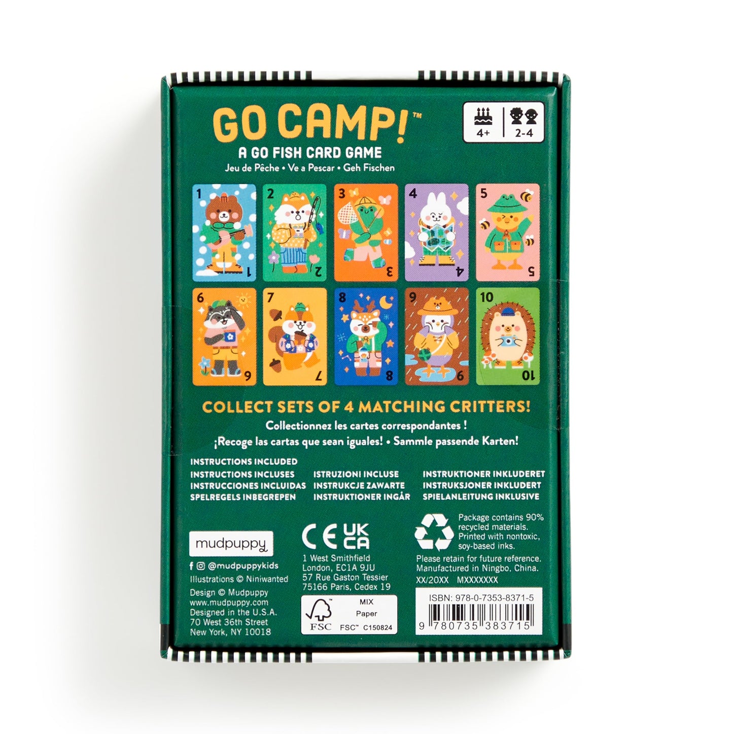 Mudpuppy Go Camp! - Camp Version Of Classic Kids Go Fish Card Game With Cute Illustrations Of Animals For Children Ages 4 And Up