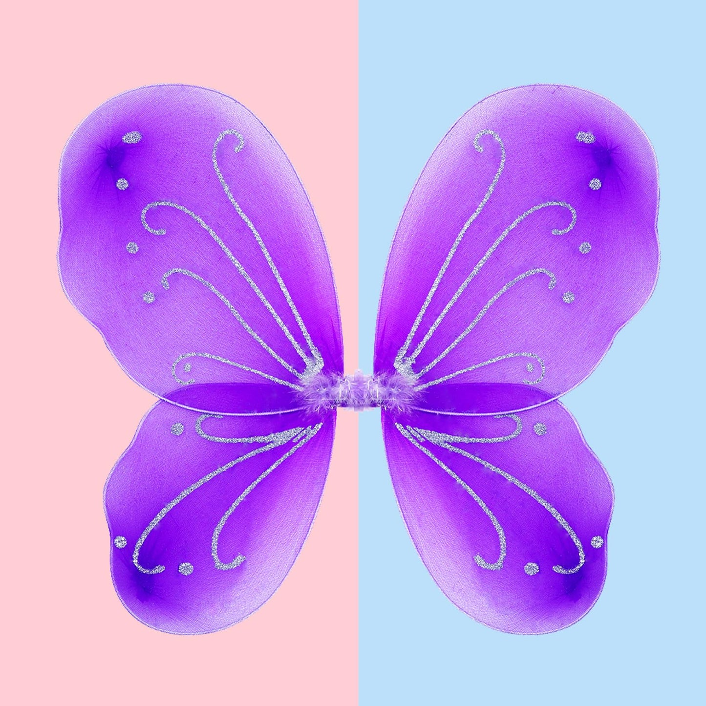 Nenmatte Fairy Girls Wings Sparkle Angel Wings Girls Butterfly Wings For Birhday Party Halloween Costume Dress Up (Purple)