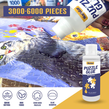 Nariolar Puzzle Glue Clear 8 Oz (240Ml) With Applicator, Jigsaw Puzzle Glue For 1000/3000/6000 Pieces, Framing Puzzles, Quick Dr