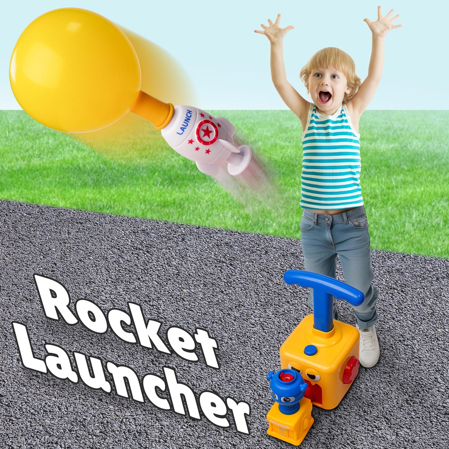 LiKee Balloon Powered Toys Monster Face Pump for 3+ Year Old Boys Girls, Car Racers Birthday Party Supplies Preschool Educationa