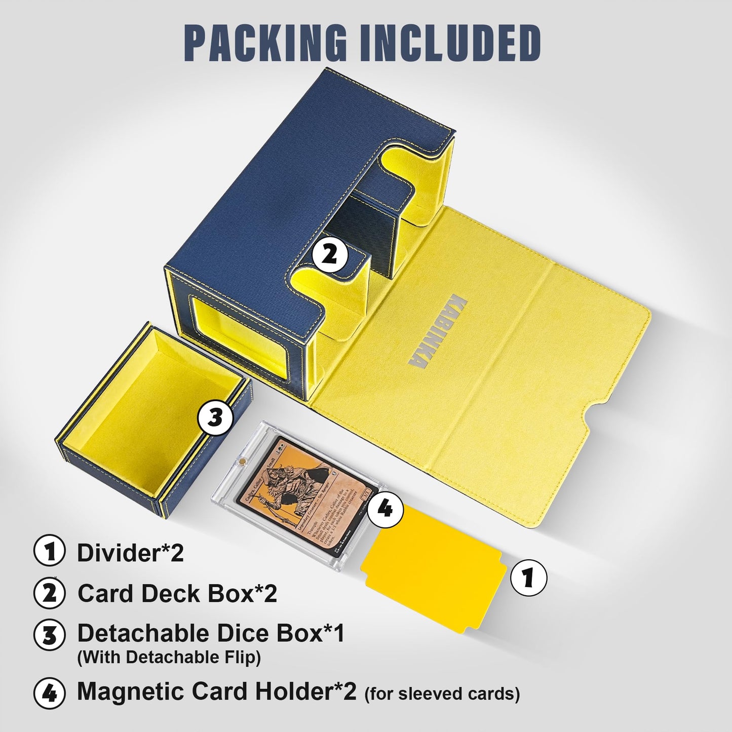 Kabinka Deck Box For Mtg With Commander Display, 3 In 1 Trading Card Storage Box Fit 200 Double-Sleeved Cards, Removable Deck Ca