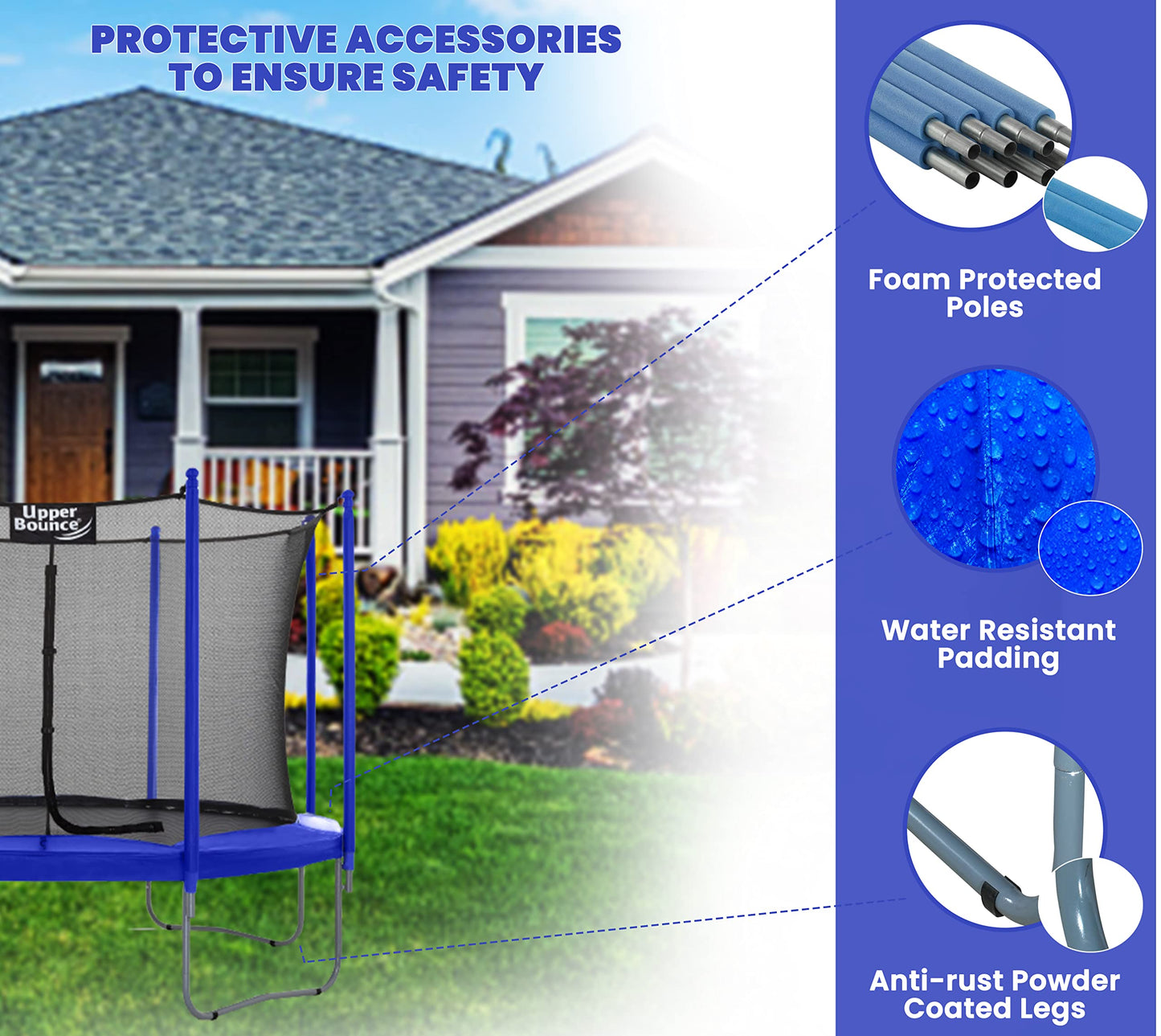 Machrus Upper Bounce Trampoline 7.5FT 9FT 10FT 12FT 14FT 15FT 16FT Enclosed Trampoline Trampoline Kids Trampoline mature-themeds Trampoline Kids and mature-themeds Kids Trampoline Recreational Trampolines