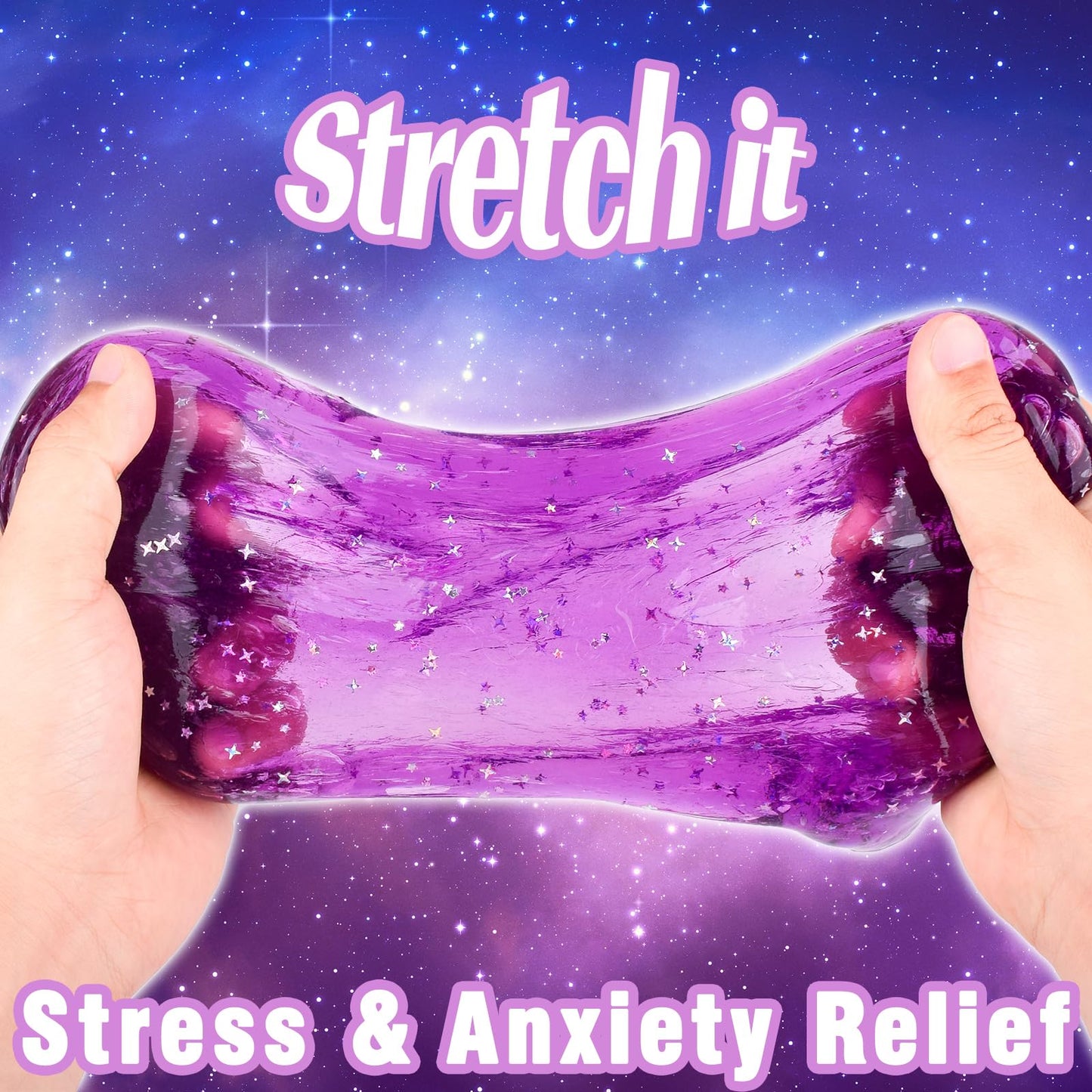 24 Pack Purple Galaxy Star Slime, Party Favor for Girls & Boys, Mini Glitter Galaxy Slime Cup, Wet,Soft and Non Sticky, Stress &