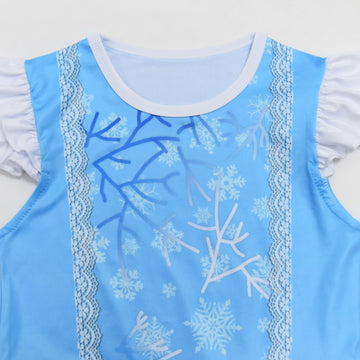 AOVCLKID Girls Elsa Princess Costume Birthday Party Dress Halloween Cosplay Outfits(5T,Blue)