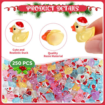 Liliful 250 Pcs Mini Christmas Resin Ducks Miniature Duck Figures Ornament Small Micro Landscape Garden Aquarium Dollhouse Decor