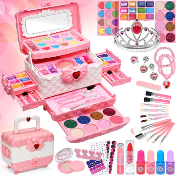 Kids Makeup Kit for Girl - Little Girls Makeup Set Toy, Girls Makeup Kit for Kids, Pretend Play Makeup Vanities for Toddlers Chi