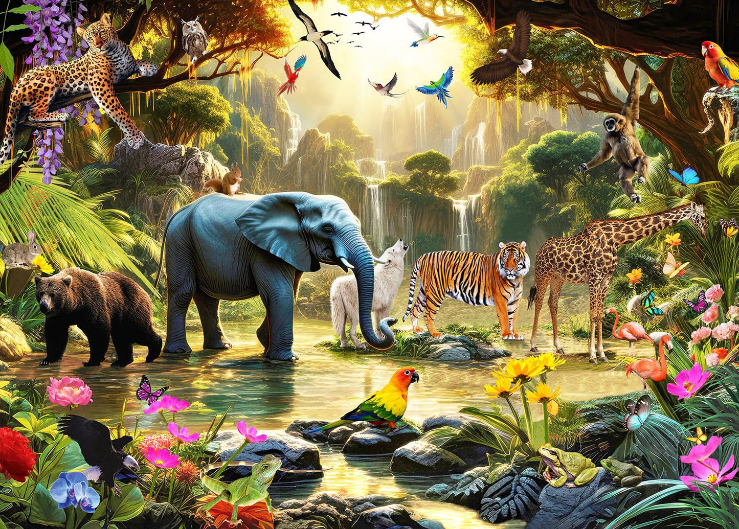 Huadada 1000 Piece Puzzles For Adults - Adventures In The Jungle-1000 Piece Jigsaw Puzzles For Adults And Kids 1000 Piece Wild Animals Unique Shape Best Gift For Adults And Kids(27.6'X 19.7')