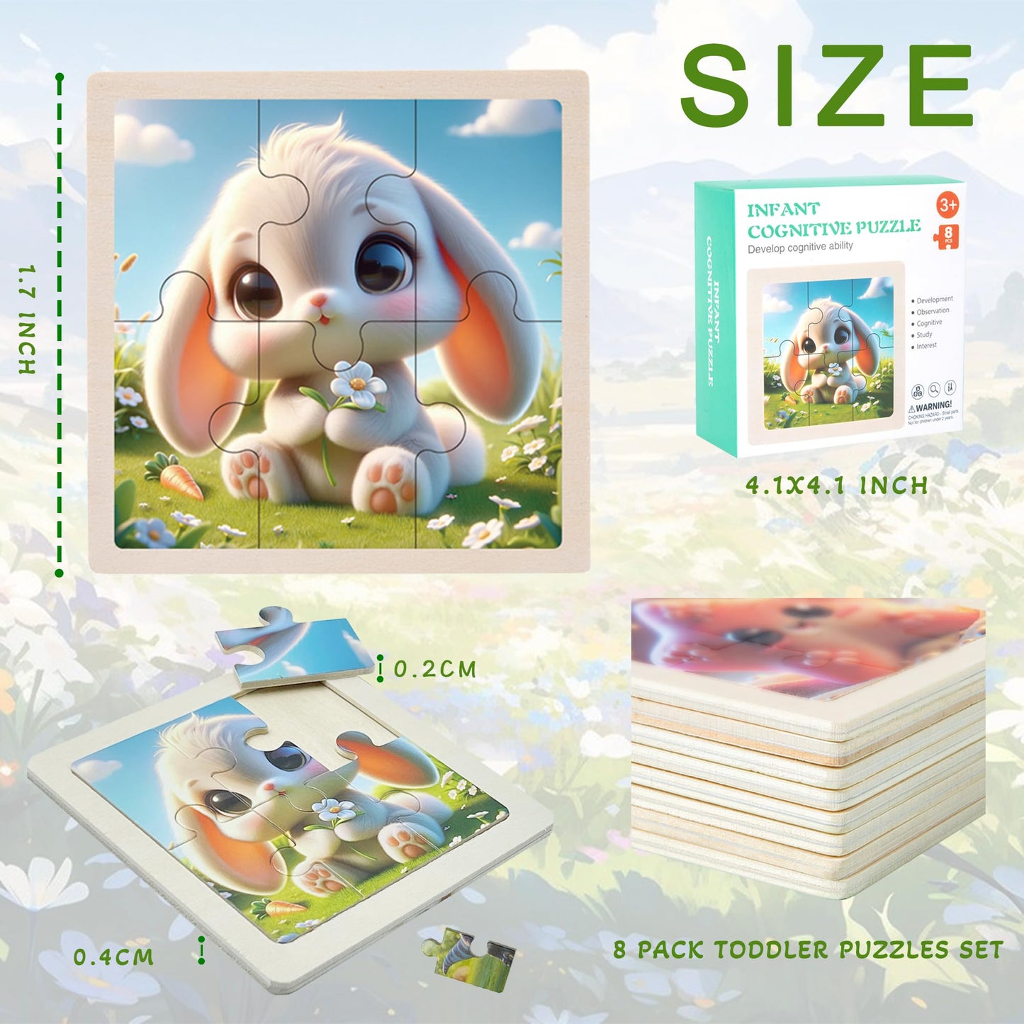 Einzufuf Puzzles For Toddlers 2-4, 8 Packs 6 Pcs Pets Puzzles For Kids Ages 4-6 Montessori Toys Educational Toys - 2 3 4 5 Years