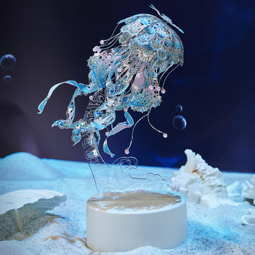 Piececool 3D Puzzles For Adults, Jellyfish Night Light With Usb Plug, Ocean Animals 3D Metal Model Building Kits, Diy Assembling Arts And Crafts