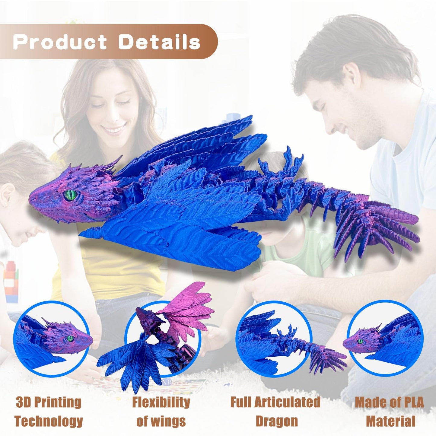 Sgyysg Feathered Wyvern Dragon,3D Printed Dragon, Articulated Dragon With Wings, 3D Printed Toys, Desktop Pet - Perfect For Fant
