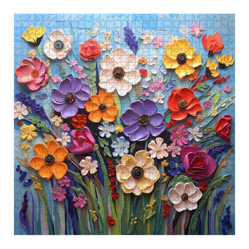 Colorful Flower Puzzles For Adults, Mosaic Plant Floral Puzzle Art, Spring Flower Garden Jigsaw Puzzles 1000 Pieces Painting