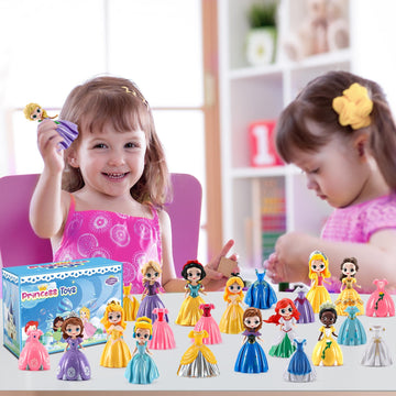 Bicakza Princess Toy For Girls - 12 Princesses With 24 Pieces Of Clothing Princess Transformable Toys Perfect Decorative Idea Fo