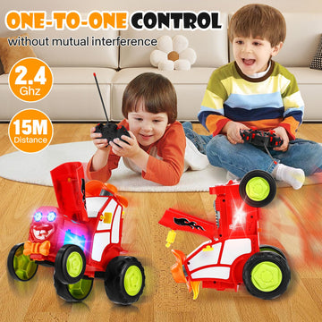 Remote Control Car For Kids 3 4 5 6 7 Year Old,90 Upright Stunt Rc Cars With Light And Music,Rocking Tumbling Electric Train Toy