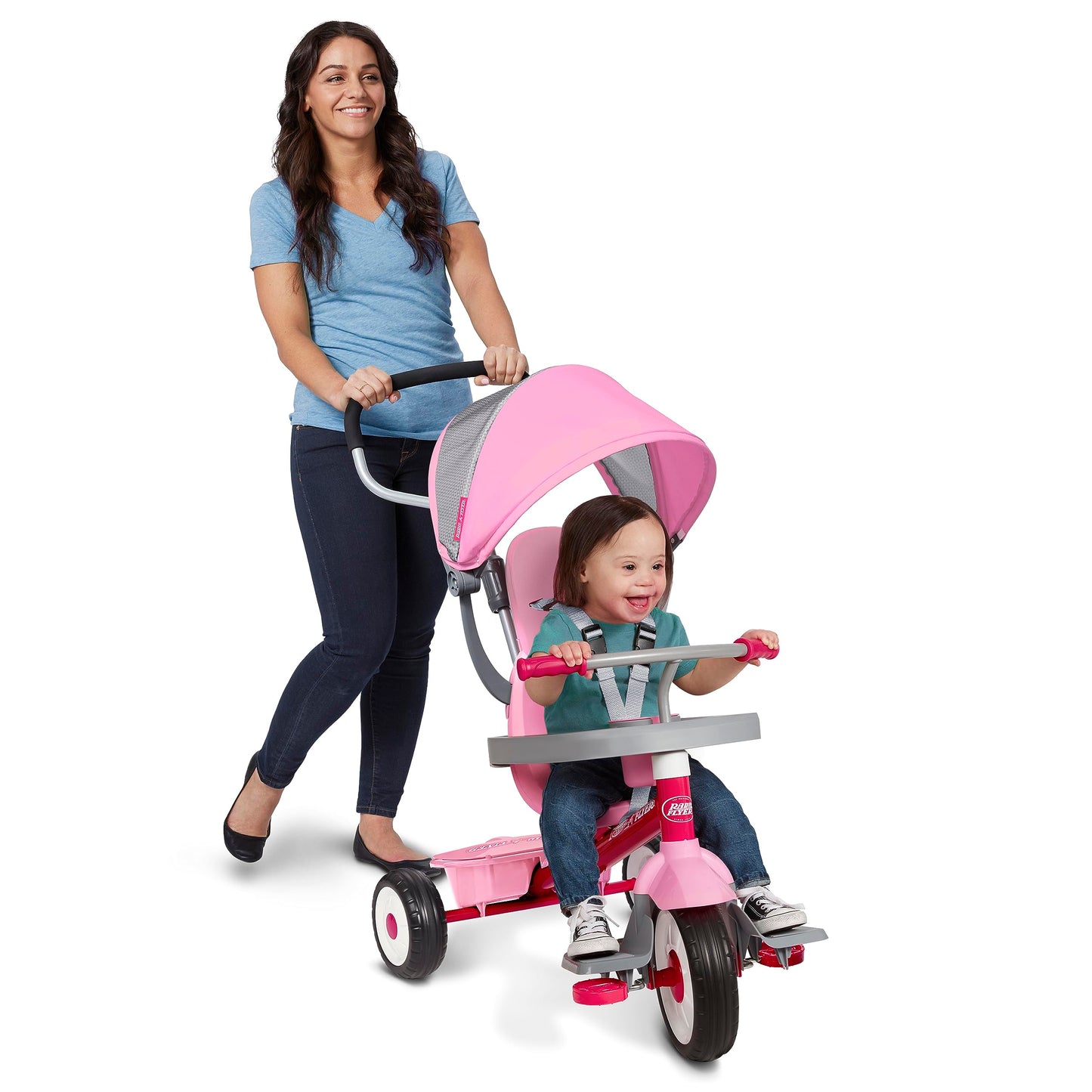 Radio Flyer 4-in-1 Stroll 'N Trike Pink, Radio Flyer Tricycle, Toddler Bike