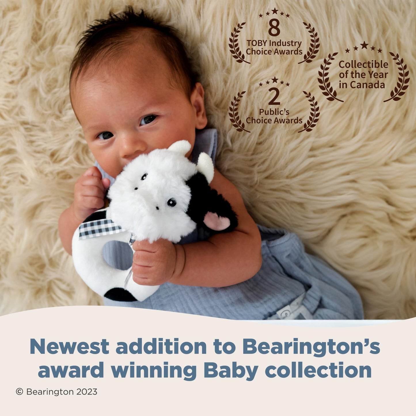 Bearington Collection Lil' Gilly 5.5 In Cow Baby Rattle - Baby Wrist Rattles - Plush Rattles Gift For Newborn