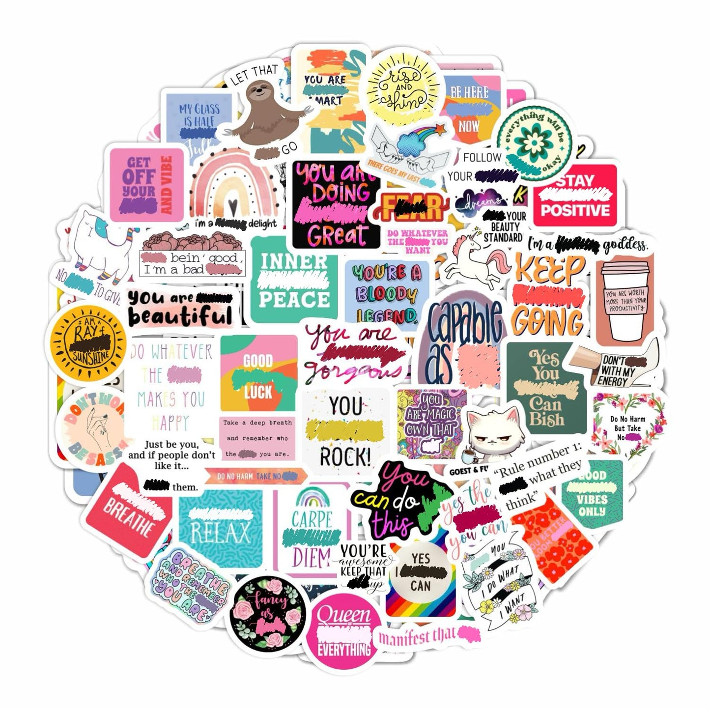 100Pcs Funny Motivational Stickers With Swear Words - Funny Adult Stickers, Inspirational Stickers, Funny Quotes Stickers For Wa
