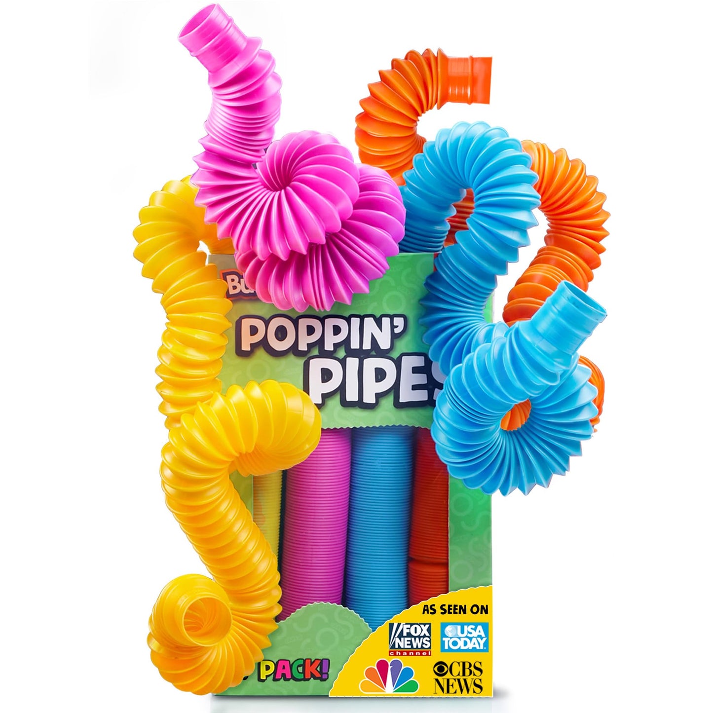 Bunmo Easter Basket Essentials - Pop Tubes - Sensory Toys - Toddler Toys - Imaginative Play & Encouraging Creative Play - Easter Basket Stuffers - Non-Mouthable Toy 3+ - 30 Pack Large