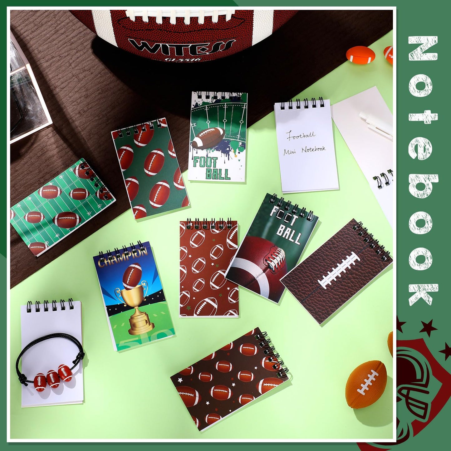 Faccito 32 Pcs Mini Notepads Sports Basketball Baseball Football Soccer Party Favors Goodie Bag Stuffers Notepads Spiral Mini No