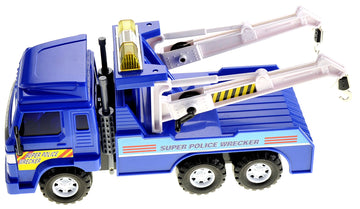 PowerTRC Police Tow Truck Toy for Boys Ages 3-5 | 13 inch Push & Go Realistic Friction Powered Wrecker with Working Winch Adjust