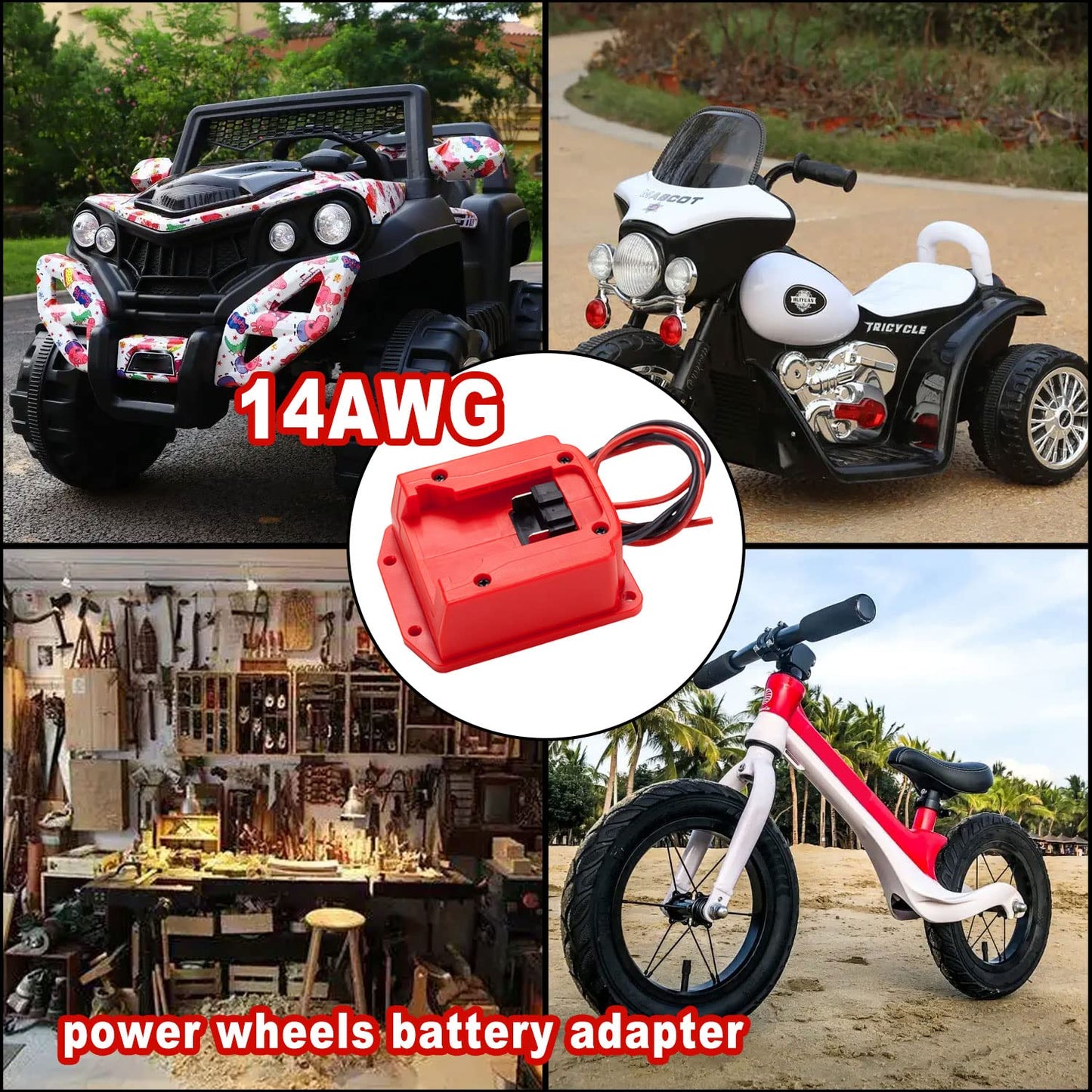 Qsdxnydc For Power Wheel Adapter For Milwaukee 18V M18 Battery Connector With 14 Gauge Robotics,Good Power Convertor For Diy Rid