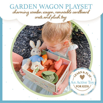 Kids Preferred Beatrix Potter Peter Rabbit Wooden Garden Wagon And Plush Veggie Play Set, (24228)
