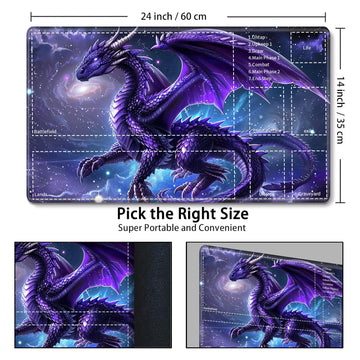 for MTG Card Playmat with Zone Game Play Mat for MTG TCG 24 x 14 inches Non-Slip Play Mat for Commander Board RPG CCG Game TCG Other Card Games/Mouse Pad-Glowing Purple Dragon