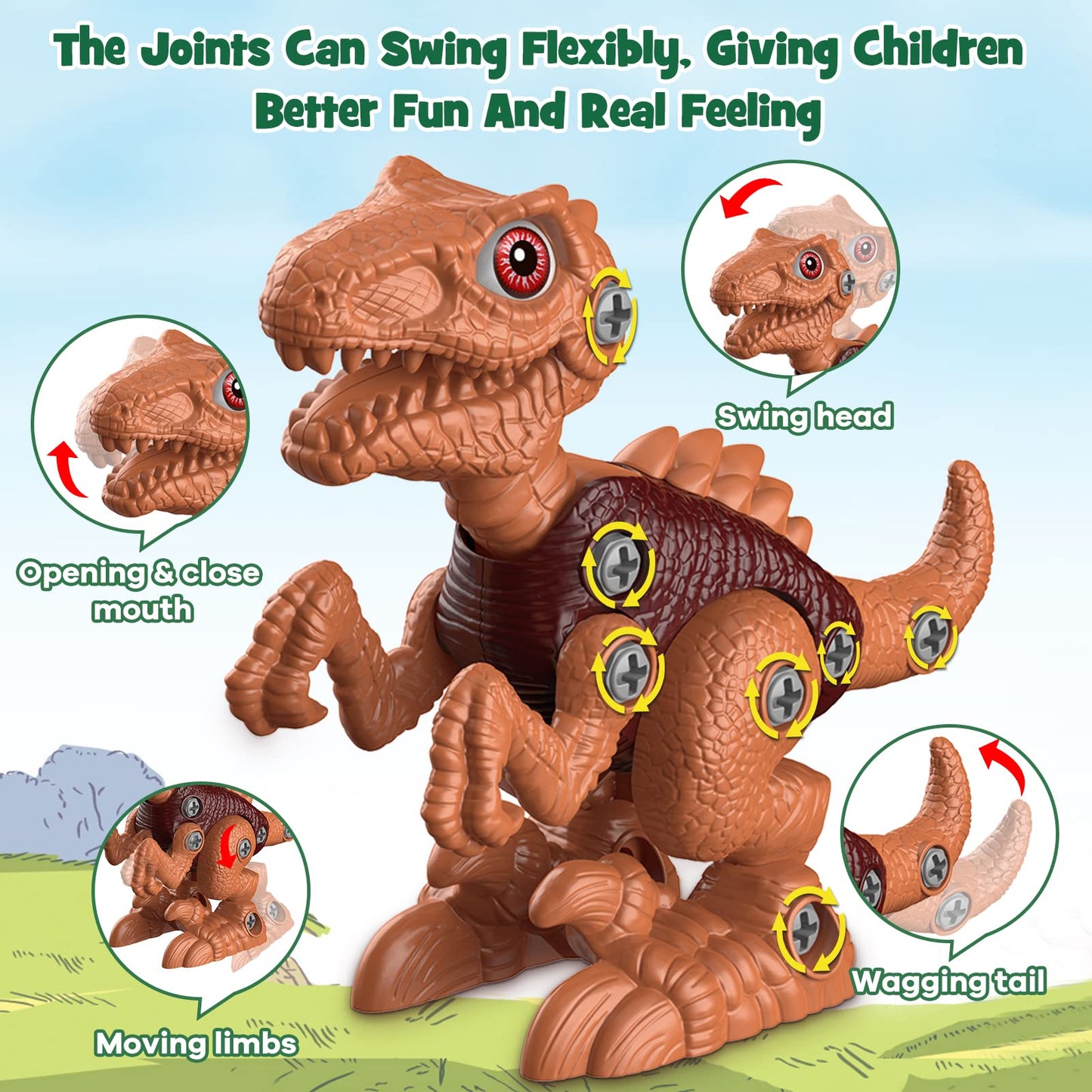Laradola Dinosaur Toys for 3 4 5 6 7 8 Year Old Boys, Take Apart Dinosaur Toys for Kids 3-5 5-7 STEM Construction Building Kids