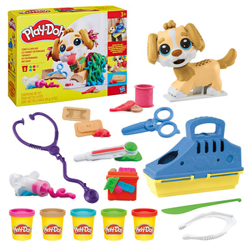 Play-Doh Care n Carry Vet Playset for Kids 3 Years and Up with Toy Dog, Storage, 10 Tools, and 5 Modeling Compound Colors, Non-