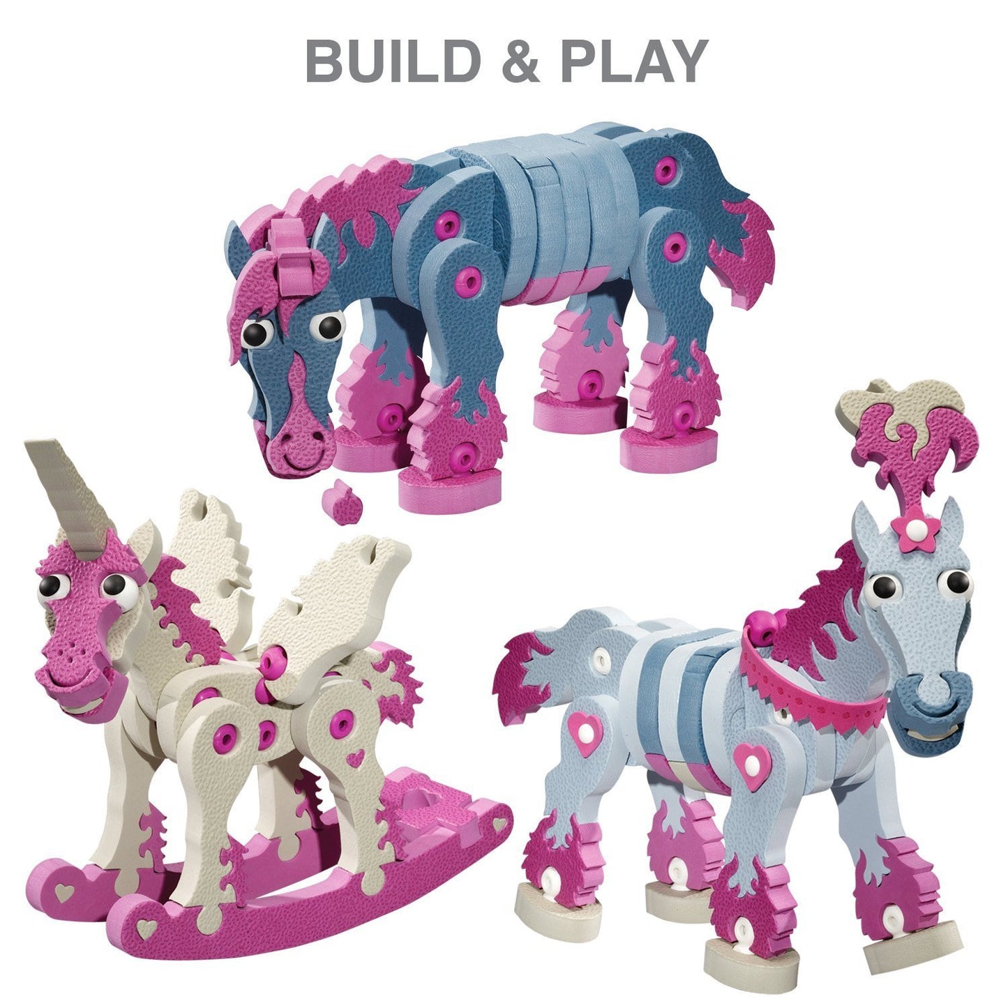 Bloco Toys Horses & Unicorns | Stem Toy | Diy Building Construction Set (418 Pieces) | Ages 6+