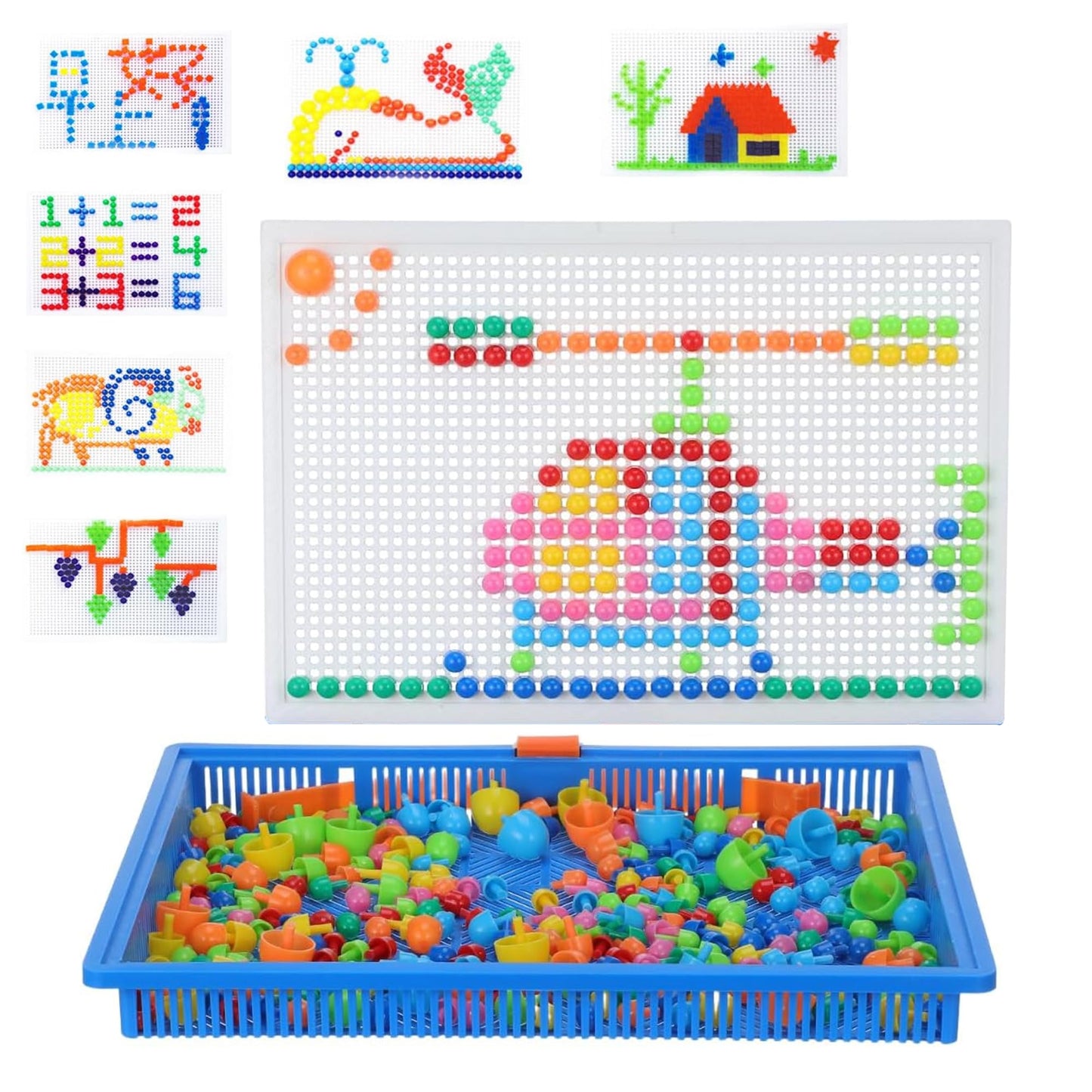 Kidology Diy Mushroom Pegboard Toy | Colorful Nails For Creative Mosaic Art | Fun Learning Puzzle For Kids Ages 3+ | Boosts Moto