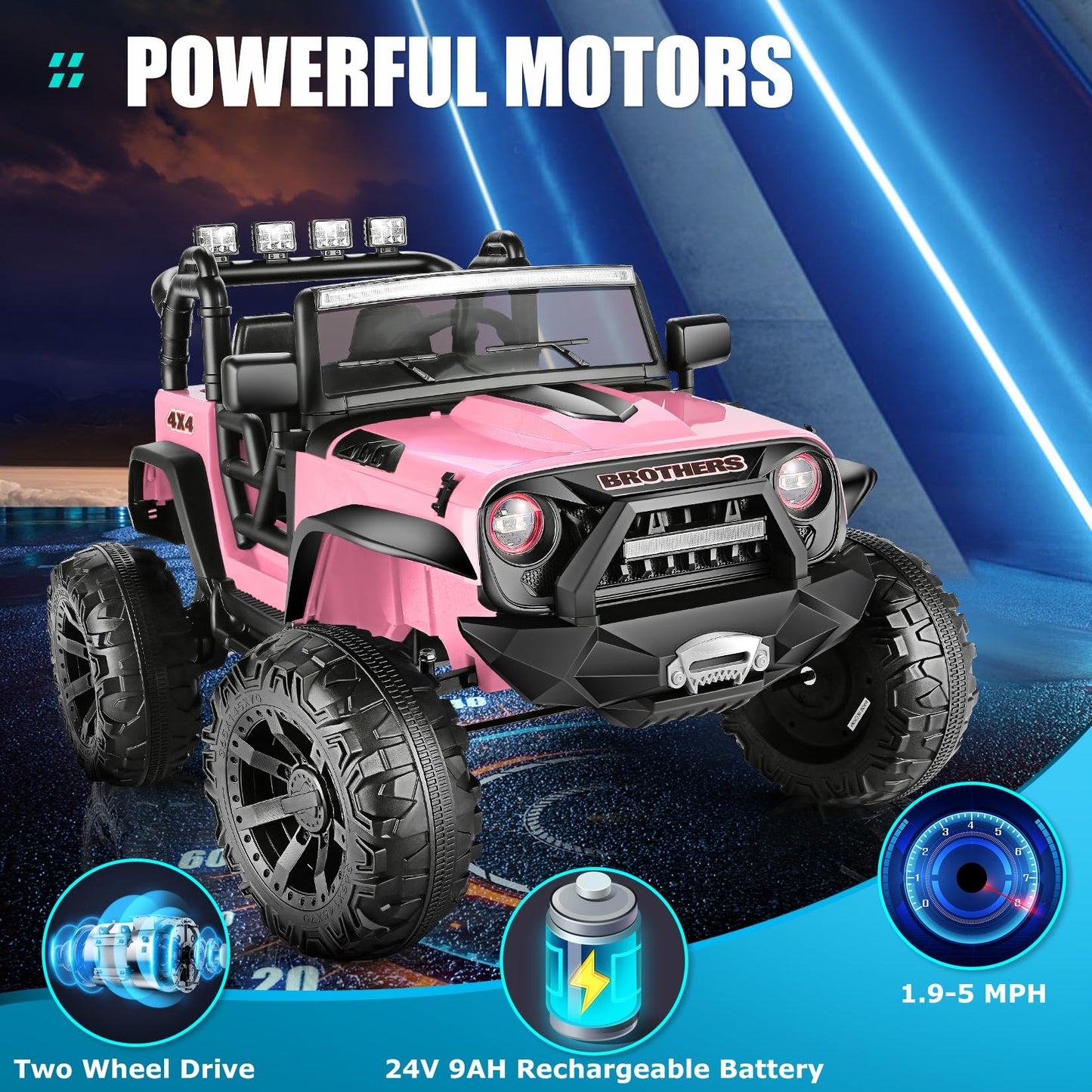 Hikole 2 Seater Ride On Car With Remote Control, 24 Volt Electric Cars With Remote Control, Power Car Wheels W/Suspension, Music