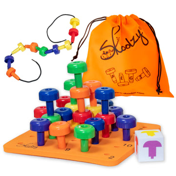 Skoolzy Montessori Sensory Pegboard Set - 33 Pieces, Foam Board, Multi-Color, Educational Toys for Kids 2+, STEM Learning