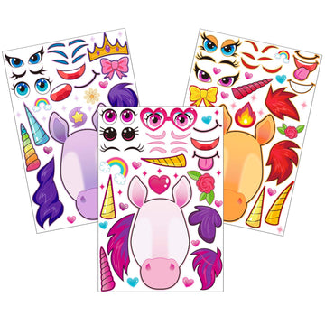 Joyin 36Pcs 9.8'X6.7' Make A Face Stickers For Kids, Make Your Own Unicorn Stickers, Party Favors Kids Crafts, Goodie Bags Stuffers, Classroom Rewards