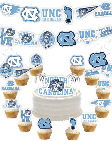 North Carolina Party Supplies (42 Pieces) University Of North Carolina Graduation, Tailgating, Birthday Party Decorations Unc Ta