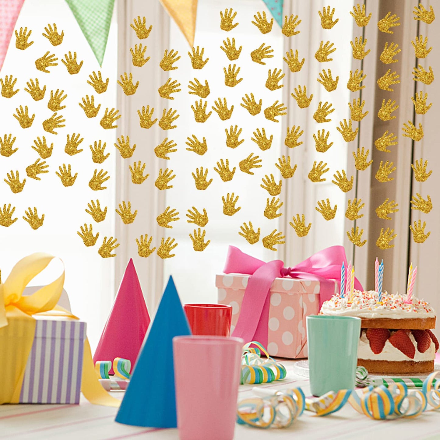 Set of 100 High Five Confetti, Gold Glitter High Five Paper Scatter, Baby Theme Birthay Table Decor, High Five Smash Cake Decor,