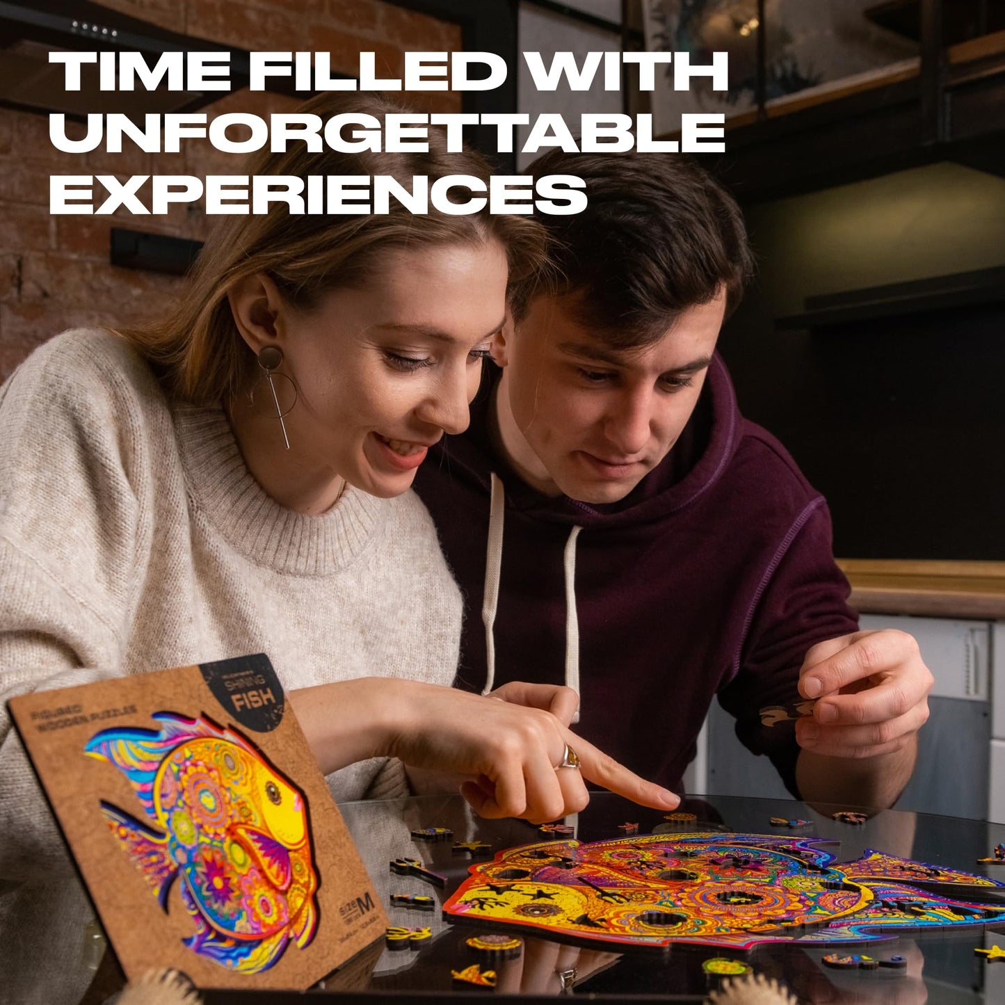 Unidragon Wooden Puzzles For Adults Unique Jigsaw Puzzles - King Size Shining Fish 15.7' ?12.2 331 Pcs Deko With Cut 0.03 Mm Wood Accuracy Animal