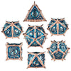 Surpass Dnd Dice 7-Piece Set Metal Dice Set Dragon Eye Dice For Dungeons And Dragons Polyhedra Role Playing Game Set(Blue)