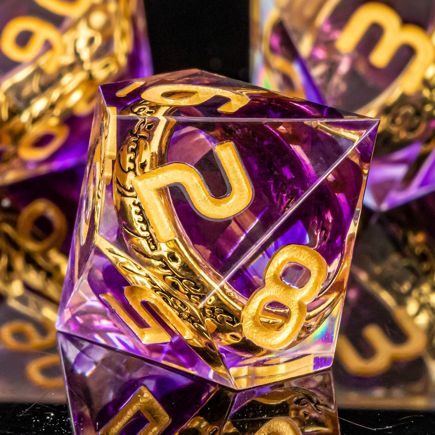 OUKELANWO Magic Lord of The Rings DND Dice Set D&D with Gifts Box, Purple Resin Dungeons and Dragons Role Playing Gaming Dice, P