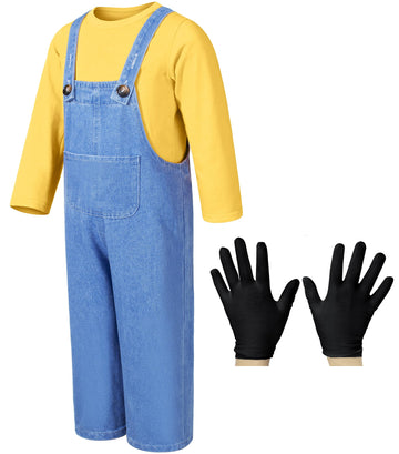 Mavoka Kids Costume For Boys Shirt Overalls Glove Halloween Party Cosplay 2-3T Yellow