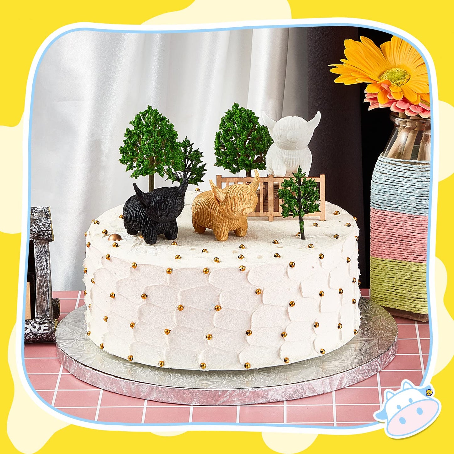 Henoyso 3 Pcs Mini Highland Cow Figurine Highland Cow Decor Cow Western Cow Office Decor Highland Gift Cow Nursery Stuff Cow Dec