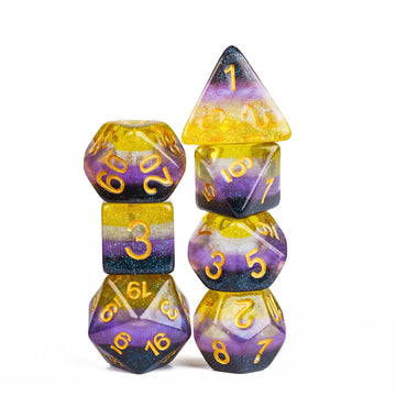 HDdais 7PCS Non-Binary-Pride Polyhedral Dice Set, Homosexual Flag D&D Dice for Dungeons and Dragons, DND Dice for RPG MTG and Ot