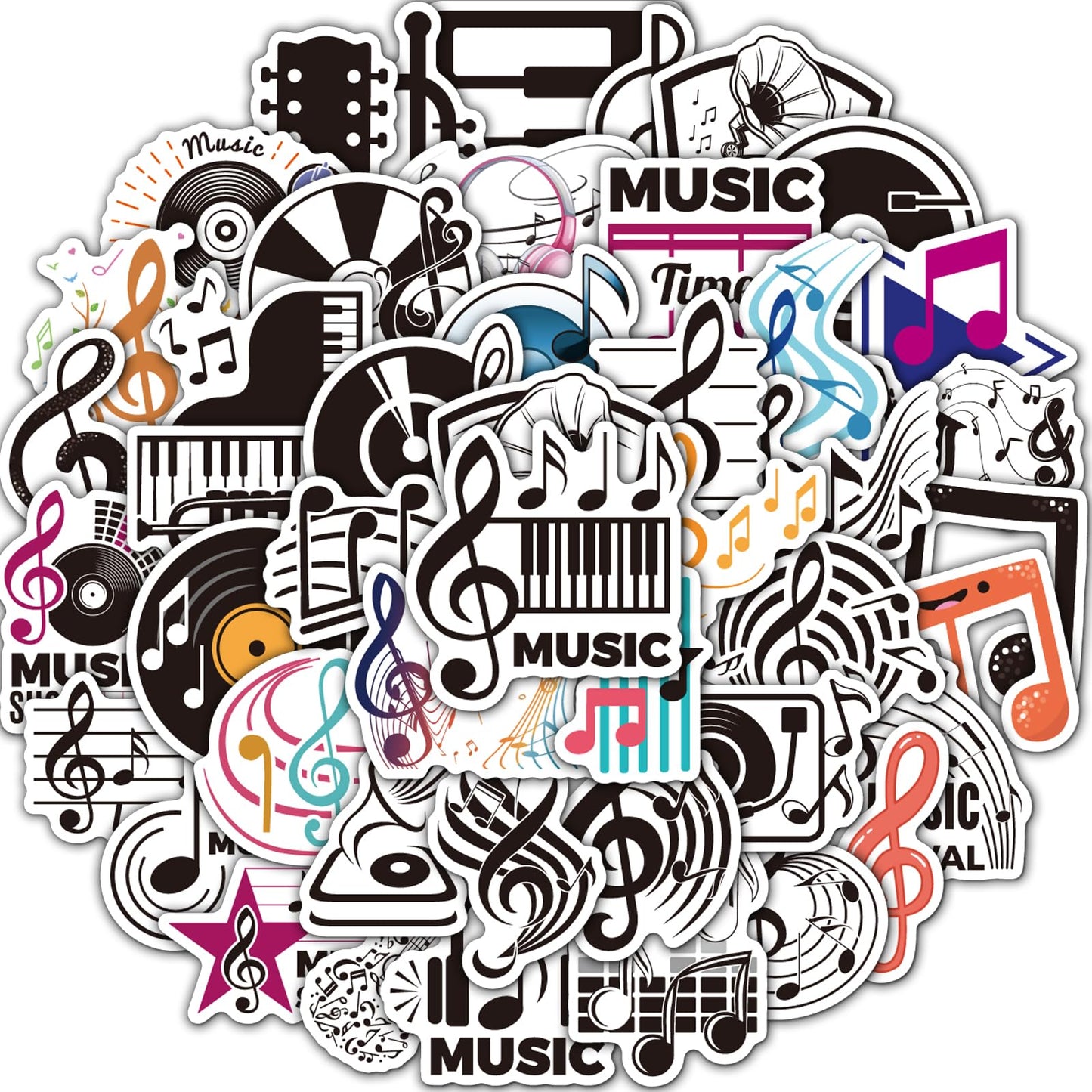 50Pcs Music Stickers For Water Bottles Vinyl Musical Note Stickers For Kids Waterproof Music Stickers For Laptop Guitar Hydrofla