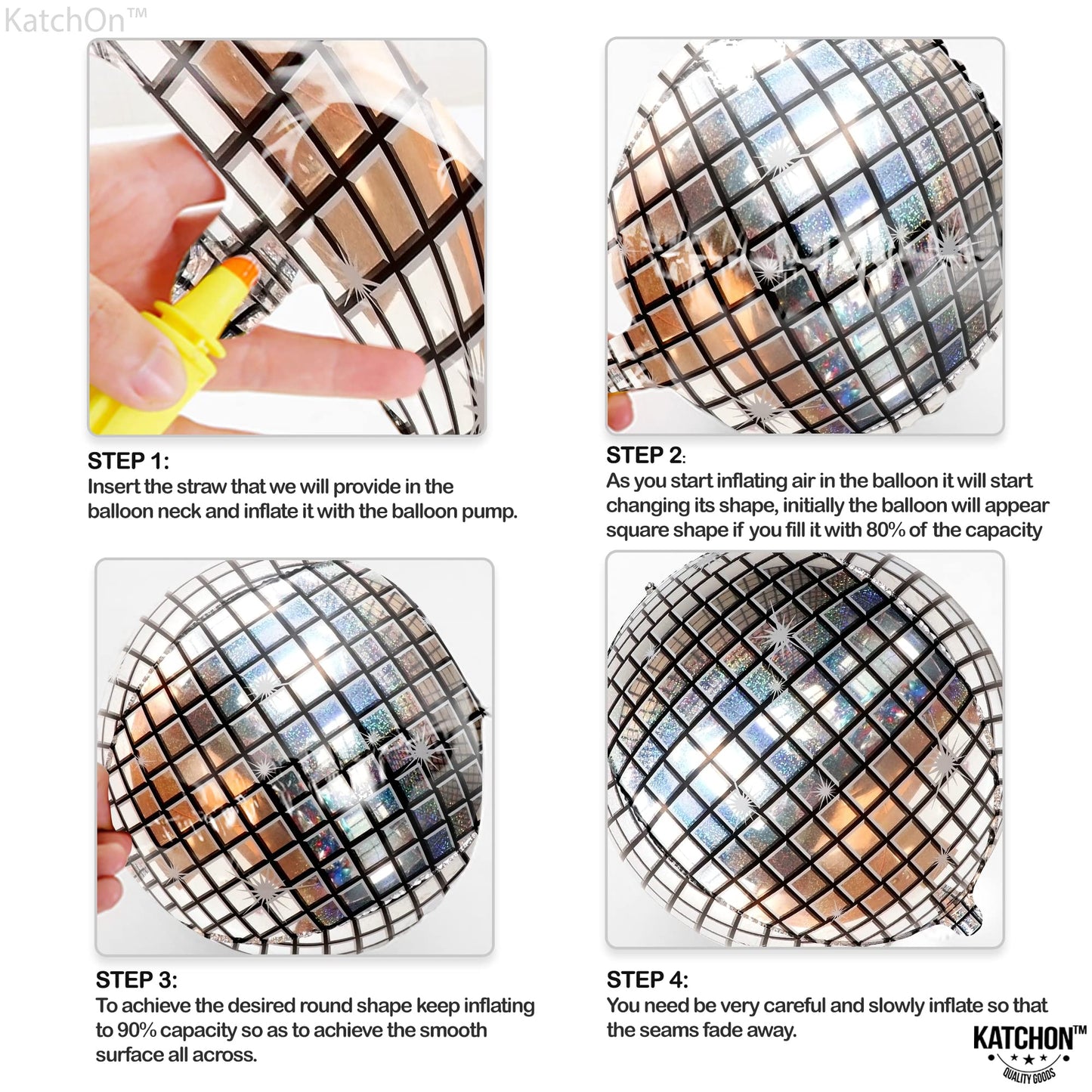 Katchon, Big Silver Disco Ball Balloons - Pack Of 6, Disco Party Decorations | 4D Metallic Disco Balloons For Disco Bachelorette Party Decorations | Prom Balloons, Graduation Decorations Class Of 2025